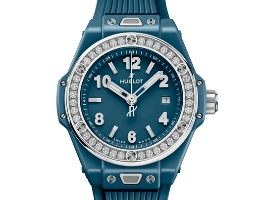 Hublot Big Bang One Click Petrol Blue Ceramic Diamonds 33 mm 485.ES.5171.RX.1204