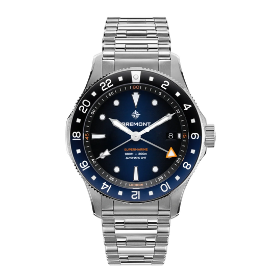 Bremont Watches | Mens | Supermarine Supermarine 300M GMT, 'Glacier' Blue SM40-GMT-SS-BLBK-B