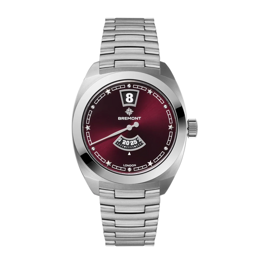 Bremont Watches | Mens | Terra Nova Terra Nova 35mm Jumping Hour Burgundy Bracelet TN35-JH-SS-BG-B