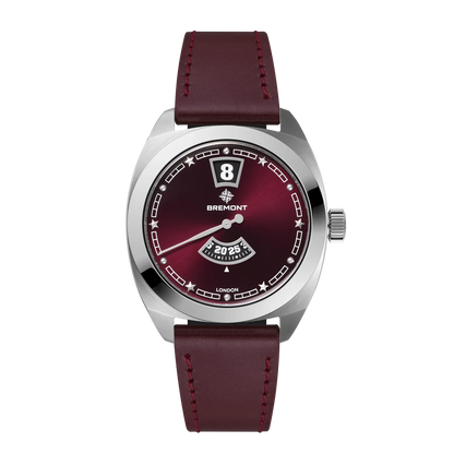 Bremont Watches | Mens | Terra Nova Terra Nova 35mm Jumping Hour Burgundy Leather Strap TN35-JH-SS-BG-L-S