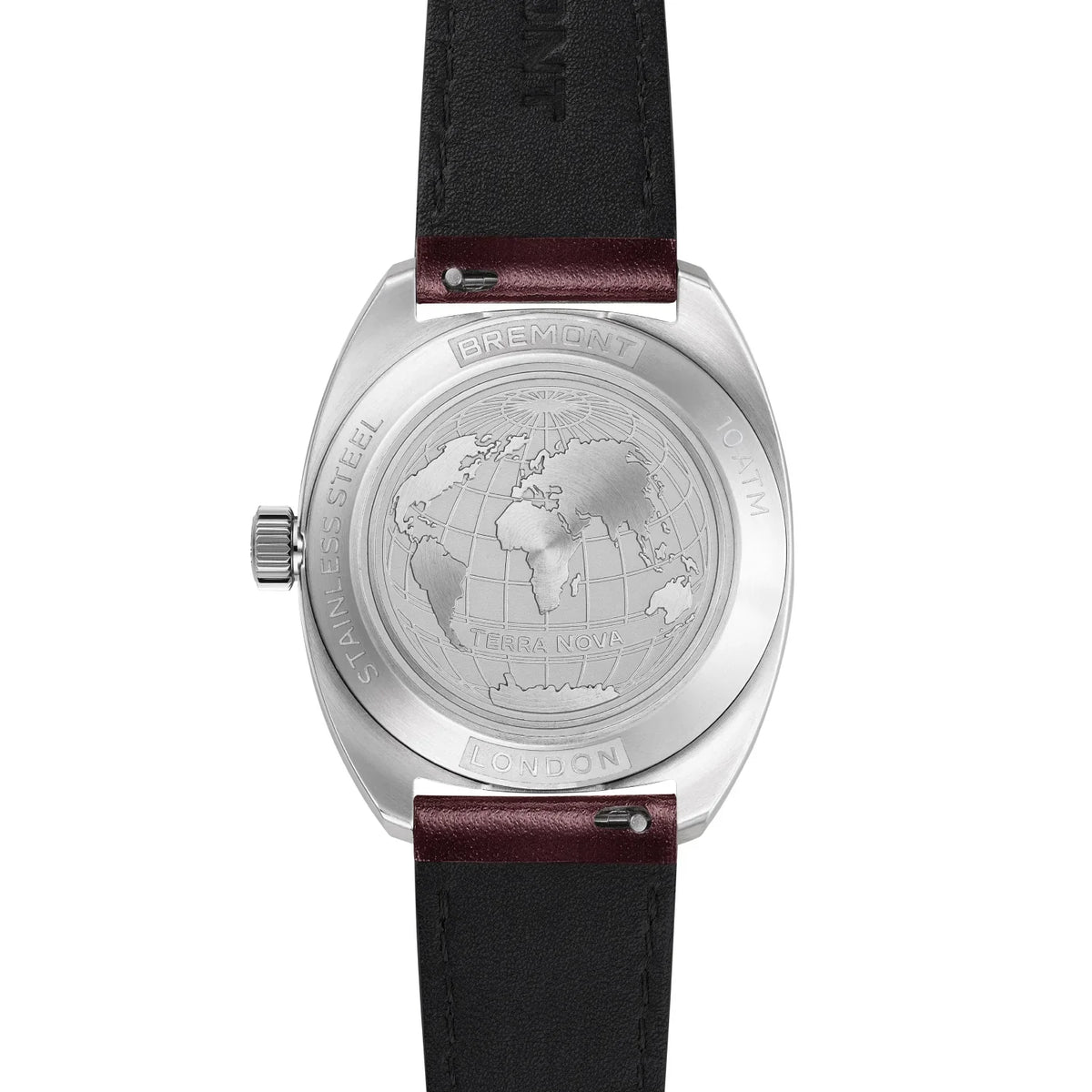 Bremont Watches | Mens | Terra Nova Terra Nova 35mm Jumping Hour Burgundy Leather Strap TN35-JH-SS-BG-L-S