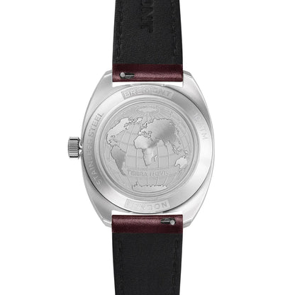Bremont Watches | Mens | Terra Nova Terra Nova 35mm Jumping Hour Burgundy Leather Strap TN35-JH-SS-BG-L-S
