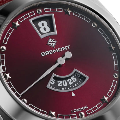 Bremont Watches | Mens | Terra Nova Terra Nova 35mm Jumping Hour Burgundy Leather Strap TN35-JH-SS-BG-L-S