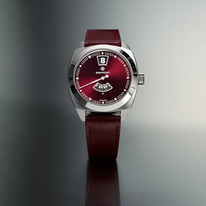 Bremont Watches | Mens | Terra Nova Terra Nova 35mm Jumping Hour Burgundy Leather Strap TN35-JH-SS-BG-L-S