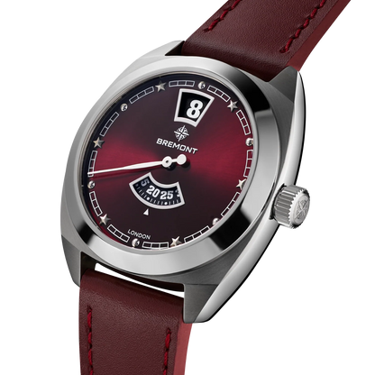 Bremont Watches | Mens | Terra Nova Terra Nova 35mm Jumping Hour Burgundy Leather Strap TN35-JH-SS-BG-L-S