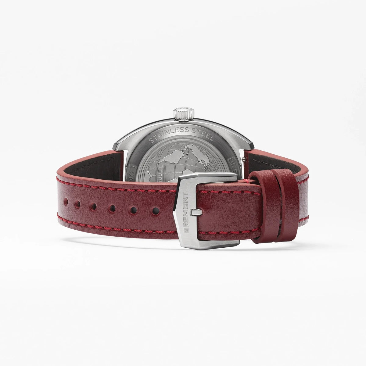 Bremont Watches | Mens | Terra Nova Terra Nova 35mm Jumping Hour Burgundy Leather Strap TN35-JH-SS-BG-L-S
