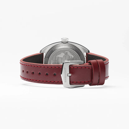 Bremont Watches | Mens | Terra Nova Terra Nova 35mm Jumping Hour Burgundy Leather Strap TN35-JH-SS-BG-L-S