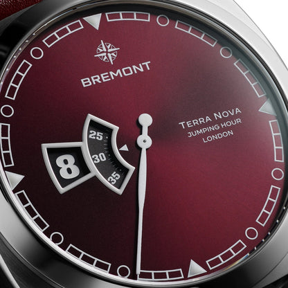 Bremont Watches | Mens | Terra Nova Terra Nova 40.5mm Jumping Hour Burgundy Bracelet TN40-JH-SS-BG-B