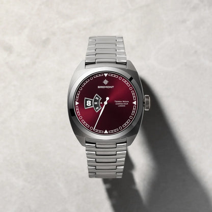 Bremont Watches | Mens | Terra Nova Terra Nova 40.5mm Jumping Hour Burgundy Bracelet TN40-JH-SS-BG-B