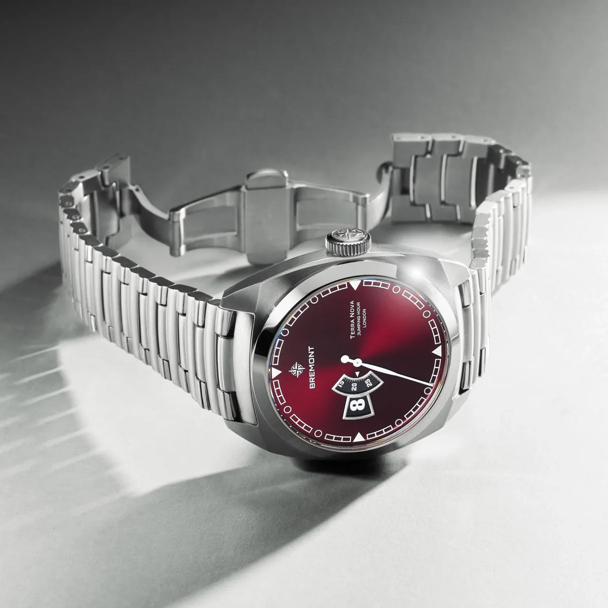 Bremont Watches | Mens | Terra Nova Terra Nova 40.5mm Jumping Hour Burgundy Bracelet TN40-JH-SS-BG-B