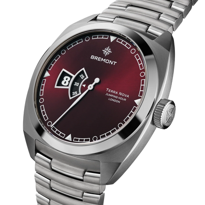 Bremont Watches | Mens | Terra Nova Terra Nova 40.5mm Jumping Hour Burgundy Bracelet TN40-JH-SS-BG-B