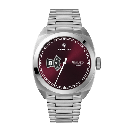 Bremont Watches | Mens | Terra Nova Terra Nova 40.5mm Jumping Hour Burgundy Bracelet TN40-JH-SS-BG-B