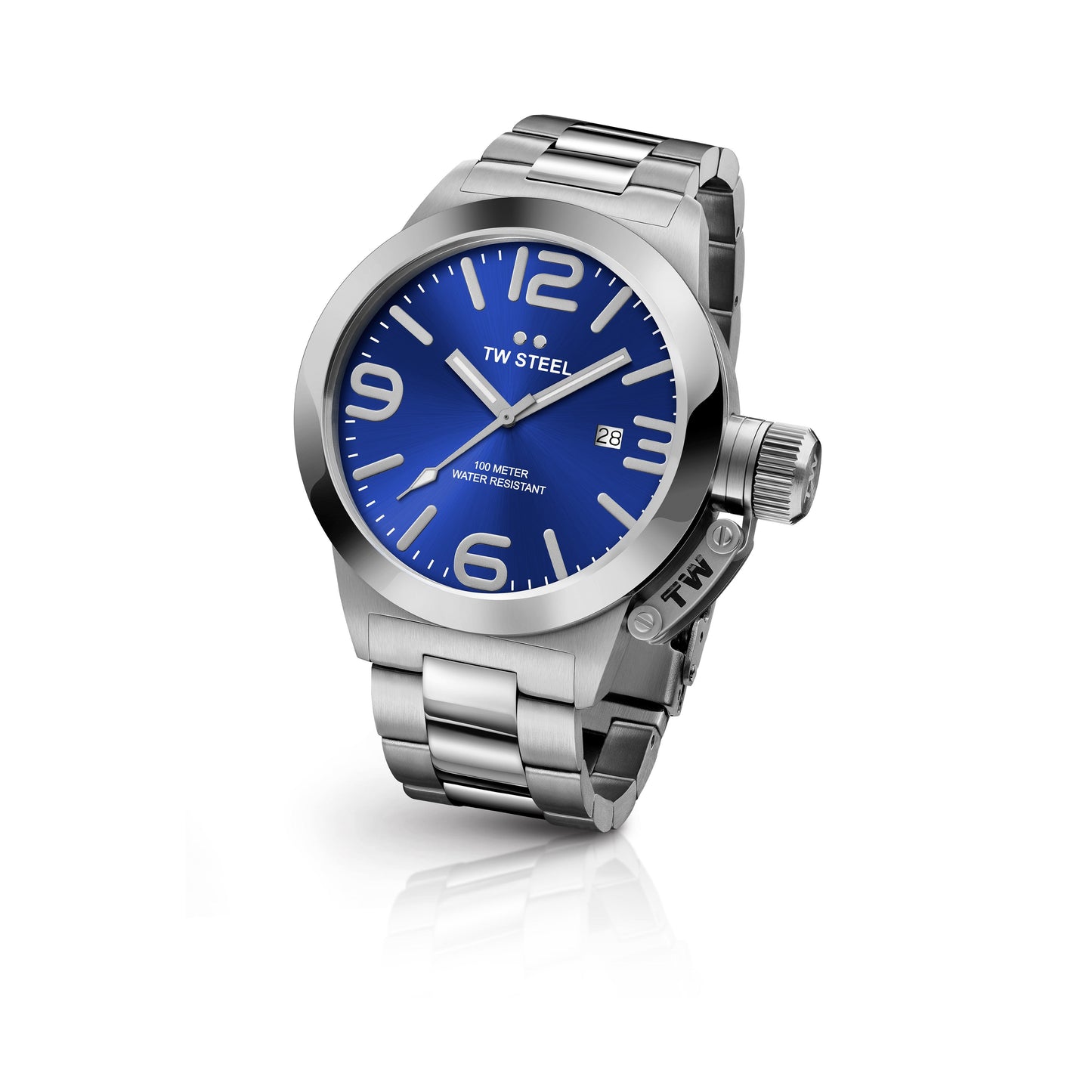 TW Steel Canteen 45mm Steel Sunray Blue On Steel Bracelet CB11