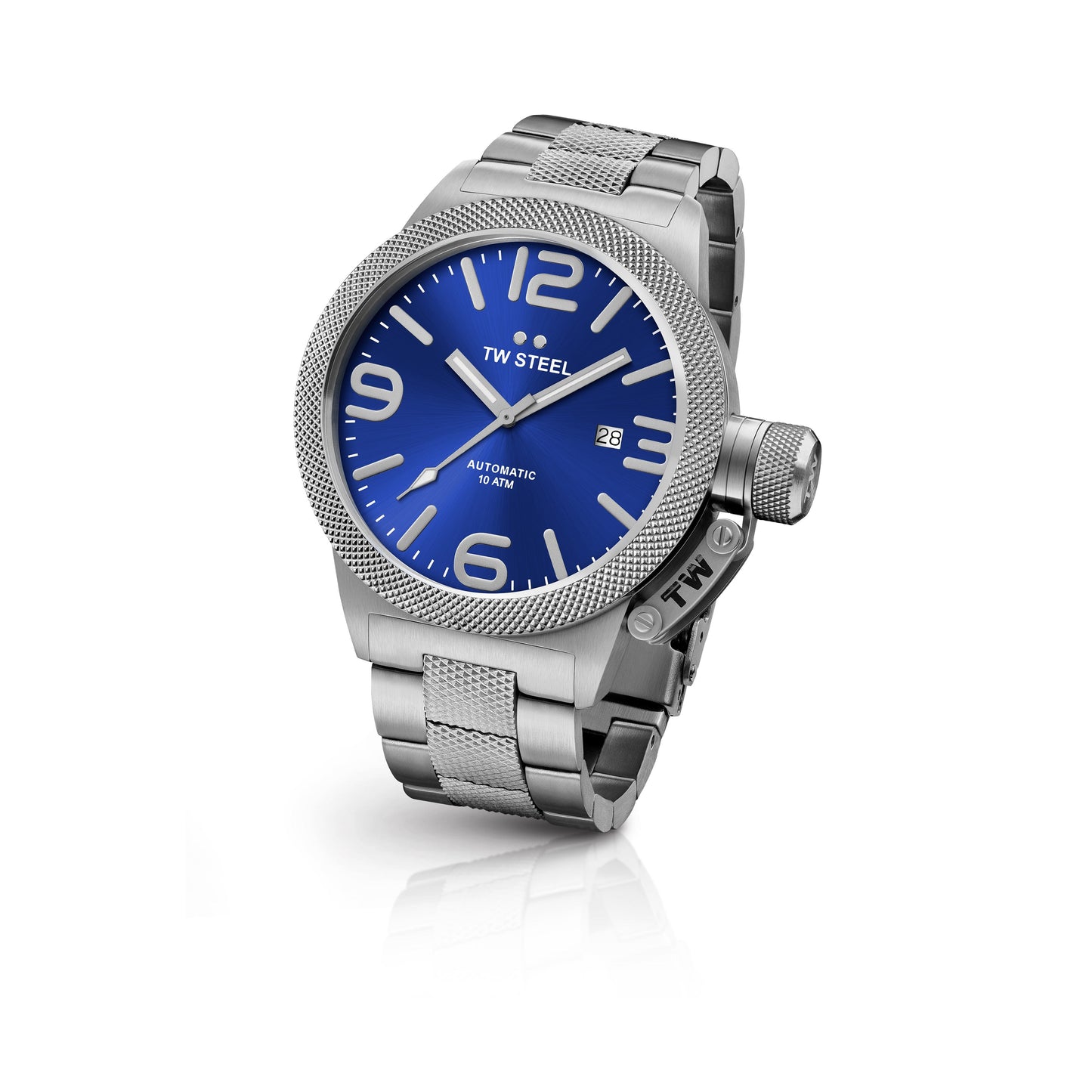 TW Steel Canteen 45mm Steel Automatic Sunray Blue On Steel Bracelet CB15