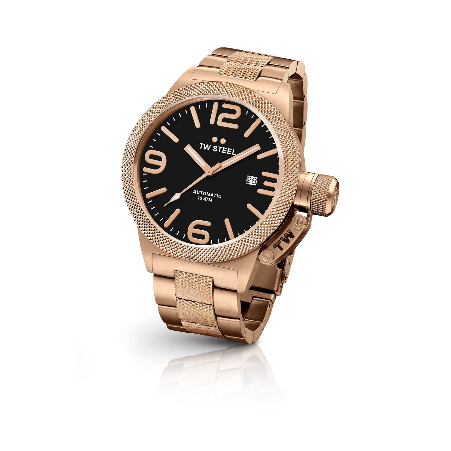 TW Steel Canteen 45mm Steel PVD Rose Gold Plated Automatic On Bracelet CB175