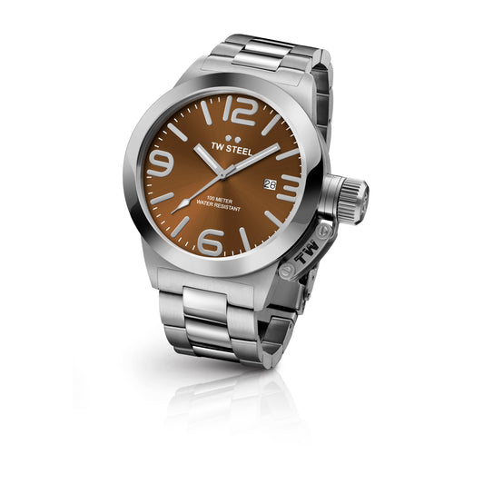 TW Steel Canteen 50mm Steel Sunray brown On Steel Bracelet CB22