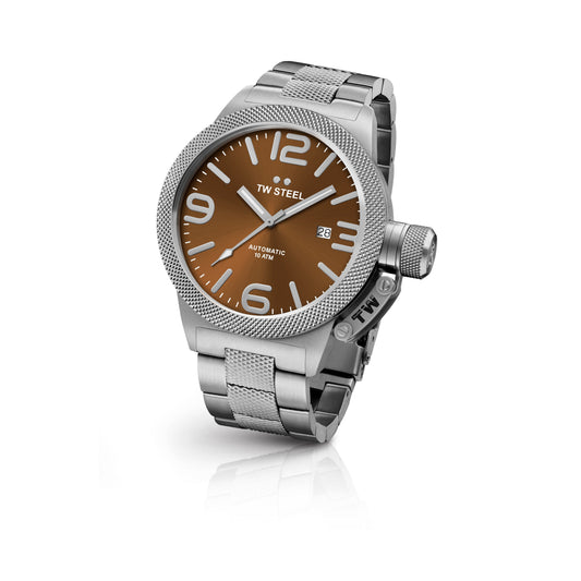 TW Steel Canteen 45mm Steel Automatic Sunray Brown On Steel Bracelet CB25