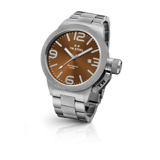 TW Steel Canteen 50mm Steel Automatic Sunray Brown On Steel bracelet CB26