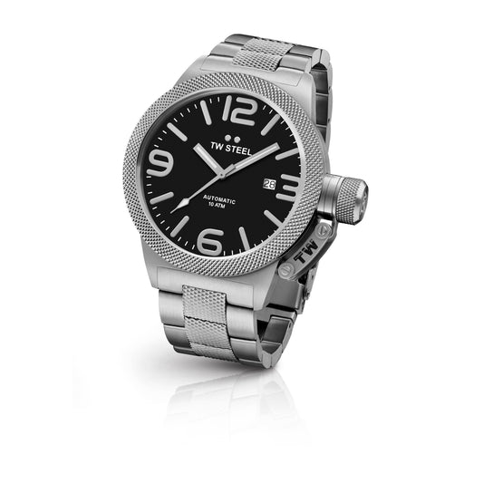 TW Steel Canteen 50mm Steel Automatic Black On Steel Bracelet CB6