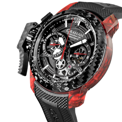 Graham CHRONOFIGHTER SUPERLIGHT CARBON SKELETON - TRANSLUCENT RED 2CCCK.B41A