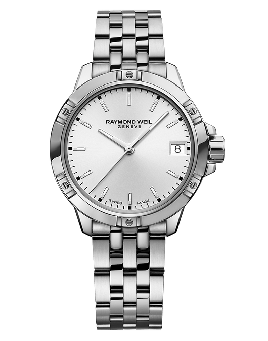 Tango Ladies Quartz Sunrayed White Dial Stainless Steel Bracelet Watch, 30mm