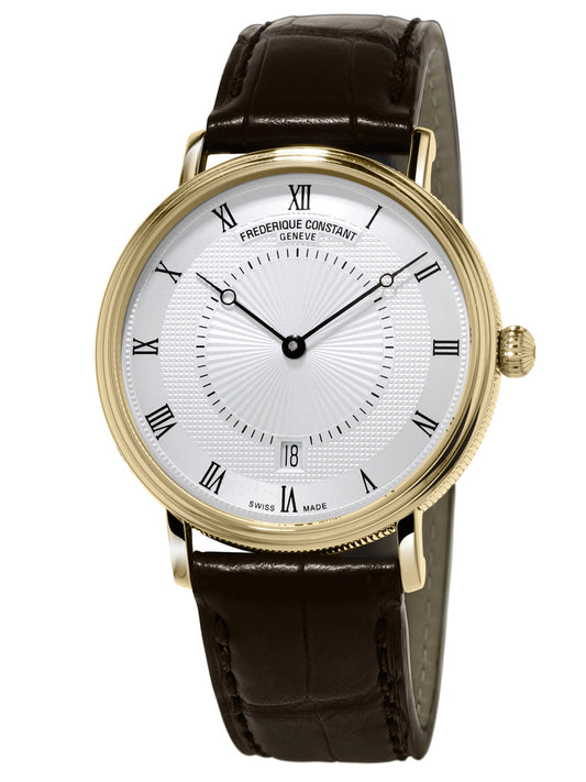 Frederique Constant Classics Slimline Automatic Men's Watch Yellow Gold Plated On Strap FC-306MC4S35