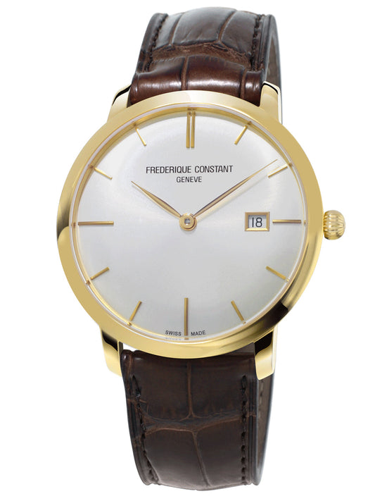 Frederique Constant Slimline Automatic Men's Watch Yellow Gold Plated On Strap FC-306V4S5