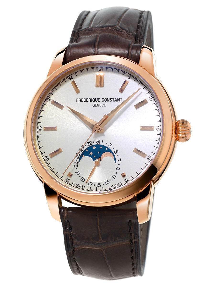 Frederique Constant Classic Moonphase Automatic Men's Watch Rose Gold Plated On Strap FC-715V4H4