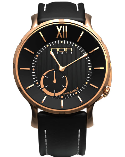 N.O.A. 18.60 GP MSLQ GPMSLQ 001 Quartz Rose Gold Plated Black