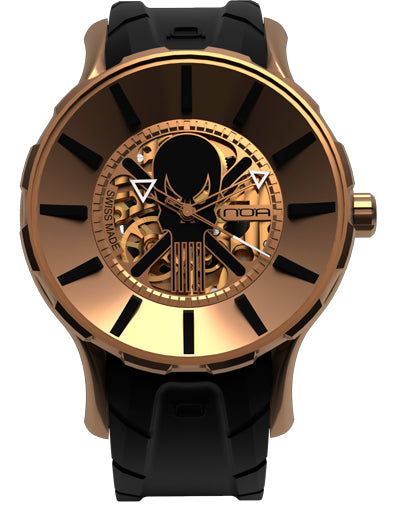 N.O.A. 16.75 GA Ghost GP GST 001 Automatic Rose Gold Plated Black