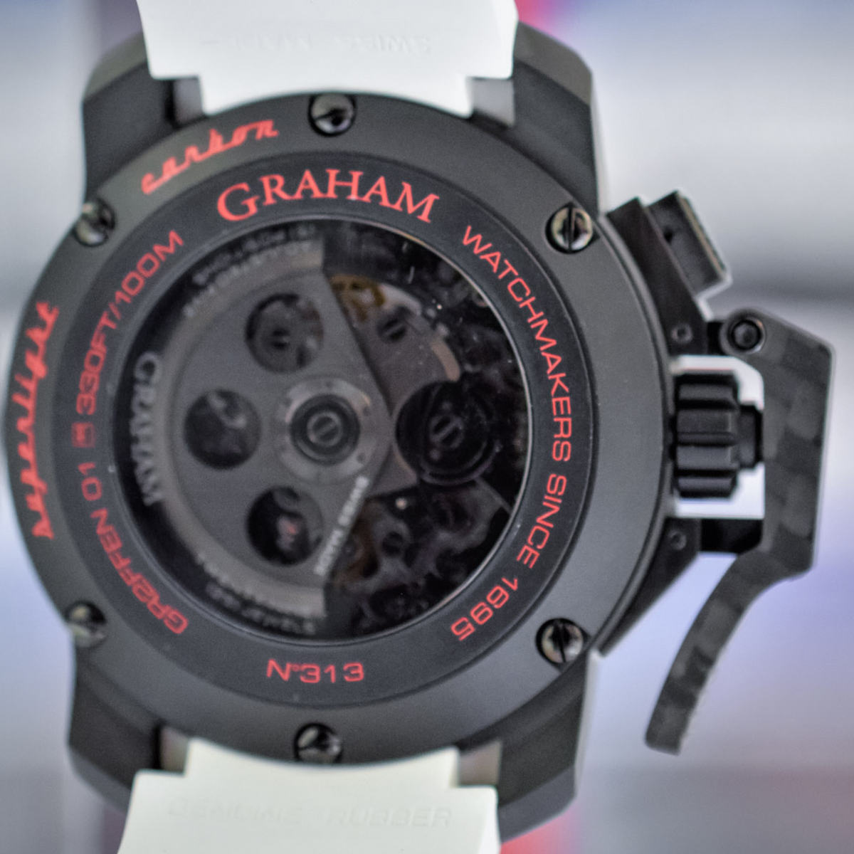 Graham CHRONOFIGHTER SUPERLIGHT CARBON SKELETON BLACK (WHITE RUBBER) 2CCBK.B25A