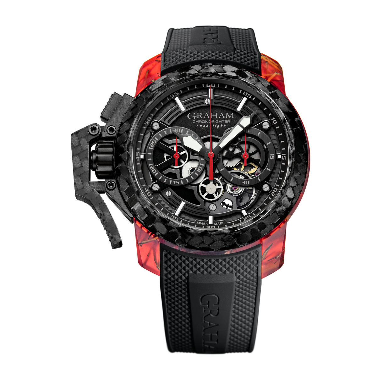 Graham CHRONOFIGHTER SUPERLIGHT CARBON SKELETON - TRANSLUCENT RED 2CCCK.B41A