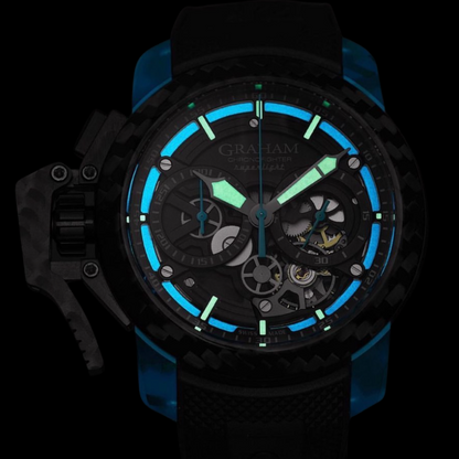 Graham CHRONOFIGHTER SUPERLIGHT CARBON SKELETON - TRANSLUCENT BLUE 2CCCK.U01A