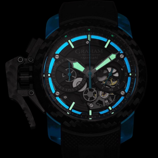 Graham CHRONOFIGHTER SUPERLIGHT CARBON SKELETON - TRANSLUCENT BLUE 2CCCK.U01A