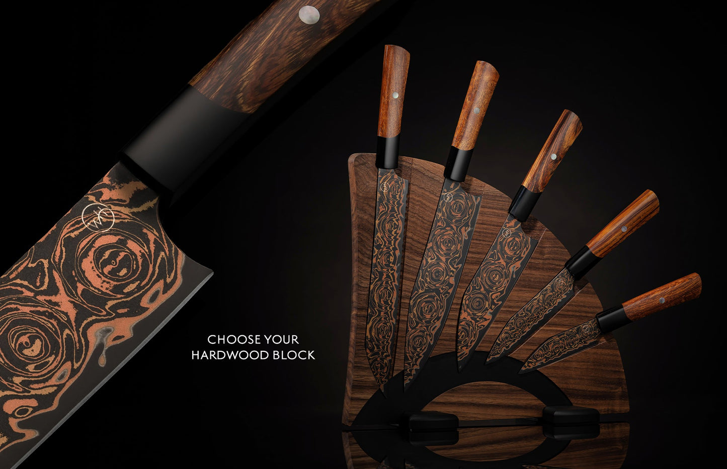 William Henry K22 Black Flare Chef Knives - Black Walnut K22-BLK-W