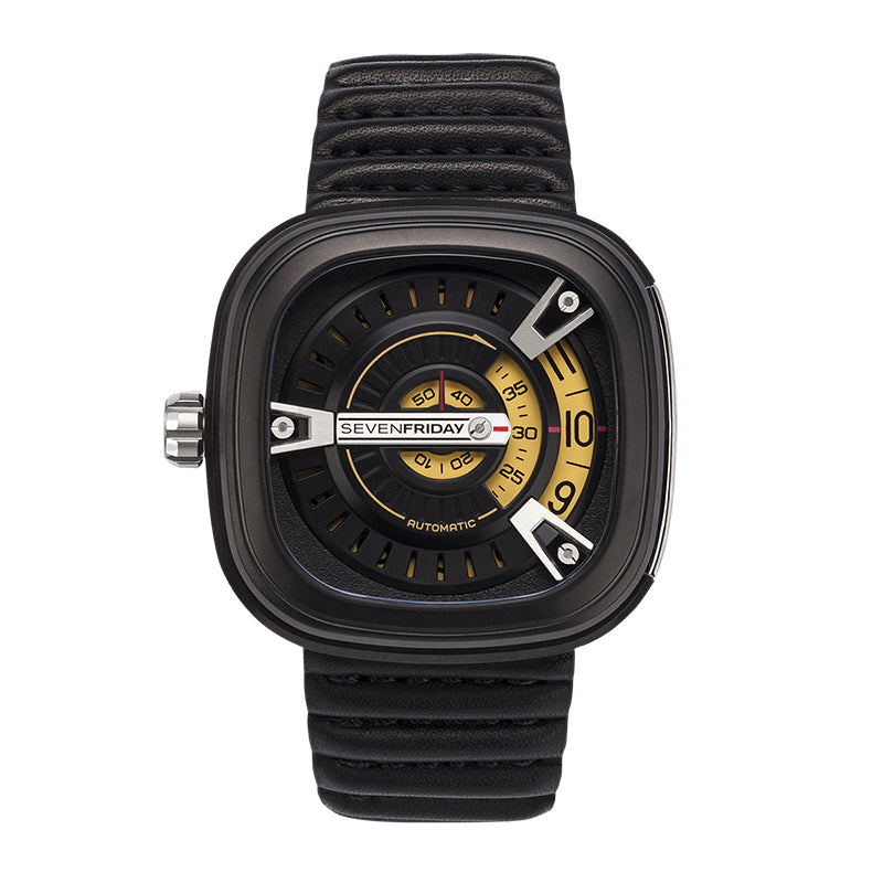 SevenFriday M Series Automatic PVD Black/Yellow On Strap Men's Watch M2/1