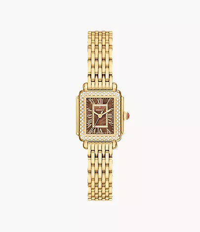 Michele Deco Madison Mini Diamond 18K Gold-Plated Stainless Steel Watch MWW06D000177