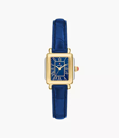 Michele Deco Madison Mini Navy Leather Watch MWW06D000180