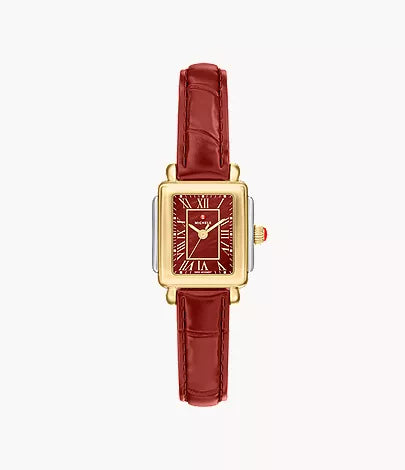 Michele Deco Madison Mini Ruby Red Leather Watch MWW06D000181
