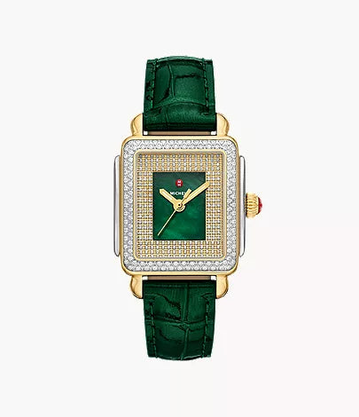 Michele Special Edition Deco Madison Mid Pav&eacute; Two-Tone 18K Gold-Plated Watch MWW06G000048