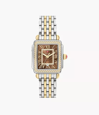 Michele Deco Madison Mid Diamond Two-Tone 18K Gold-Plated Stainless Steel Watch MWW06G000052