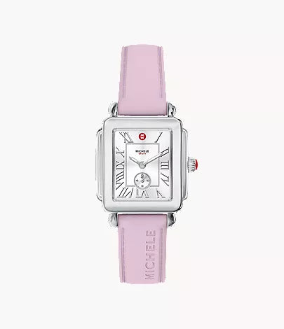 Michele Deco Sport Mid Stainless Steel Pink Silicone Watch MWW06H000009