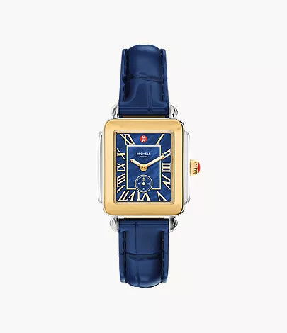 Michele Deco Sport Mid Navy Leather Watch MWW06H000012