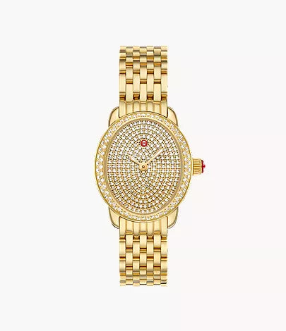 Michele Limited Edition Serein Oval Diamond Pave 18K Gold-Plated Stainless Steel Watch MWW21H000004