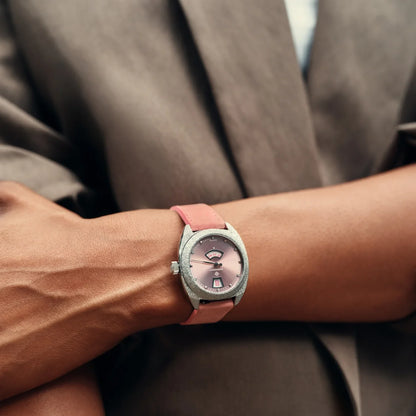 Bremont Watches | Mens | Terra Nova Terra Nova 35mm Jumping Hour Frosted Pink Leather Strap TN35-JH-FS-PK-L-S