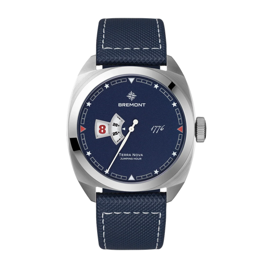 Bremont Watches | Mens | Terra Nova Terra Nova 40.5mm Jumping Hour 1776 Leather Strap TN40-JH-SS-BL-1776-L-S