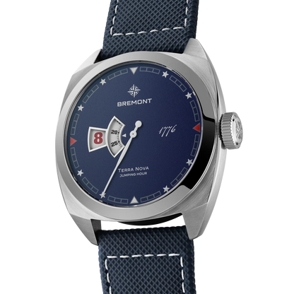 Bremont Watches | Mens | Terra Nova Terra Nova 40.5mm Jumping Hour 1776 Leather Strap TN40-JH-SS-BL-1776-L-S