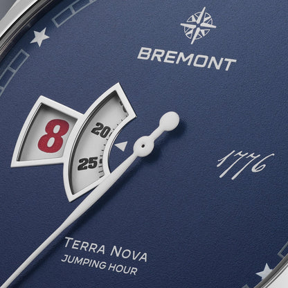 Bremont Watches | Mens | Terra Nova Terra Nova 40.5mm Jumping Hour 1776 Leather Strap TN40-JH-SS-BL-1776-L-S