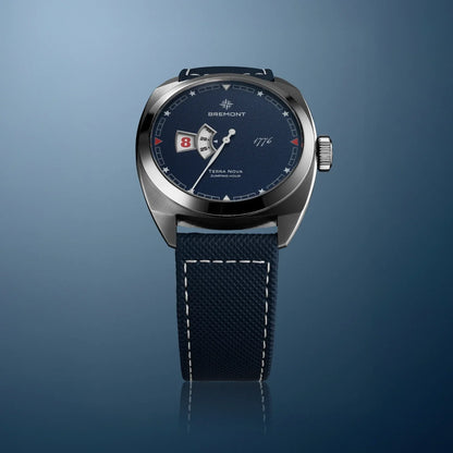 Bremont Watches | Mens | Terra Nova Terra Nova 40.5mm Jumping Hour 1776 Leather Strap TN40-JH-SS-BL-1776-L-S