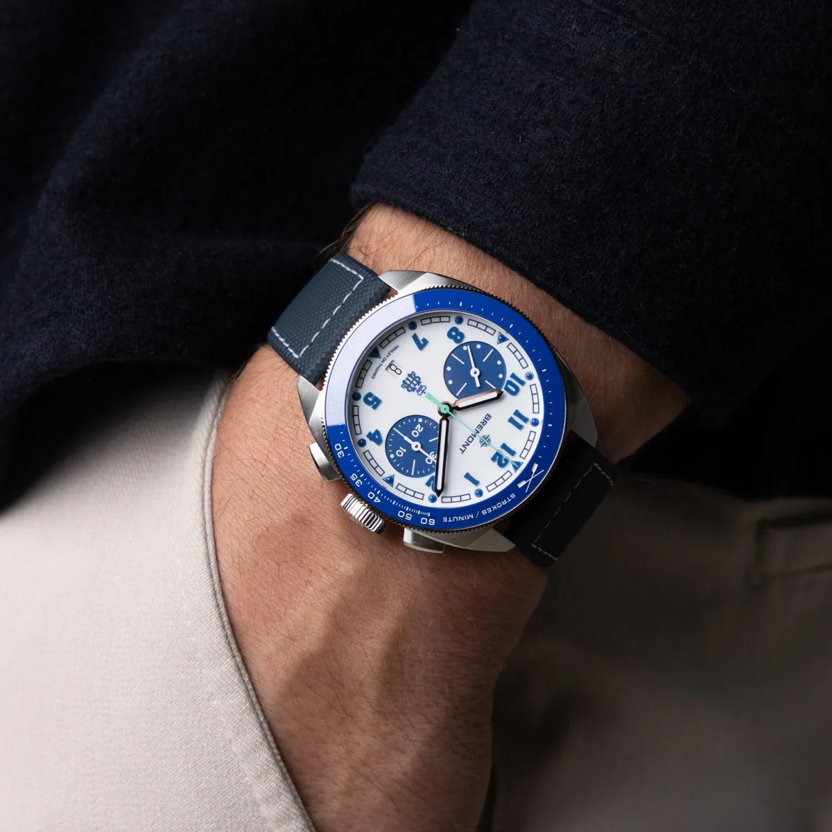 Bremont Watches | Mens | Terra Nova Terra Nova 42.5MM HRR Chronograph Leather Strap TN42-CHR-SS-HRR-L-S